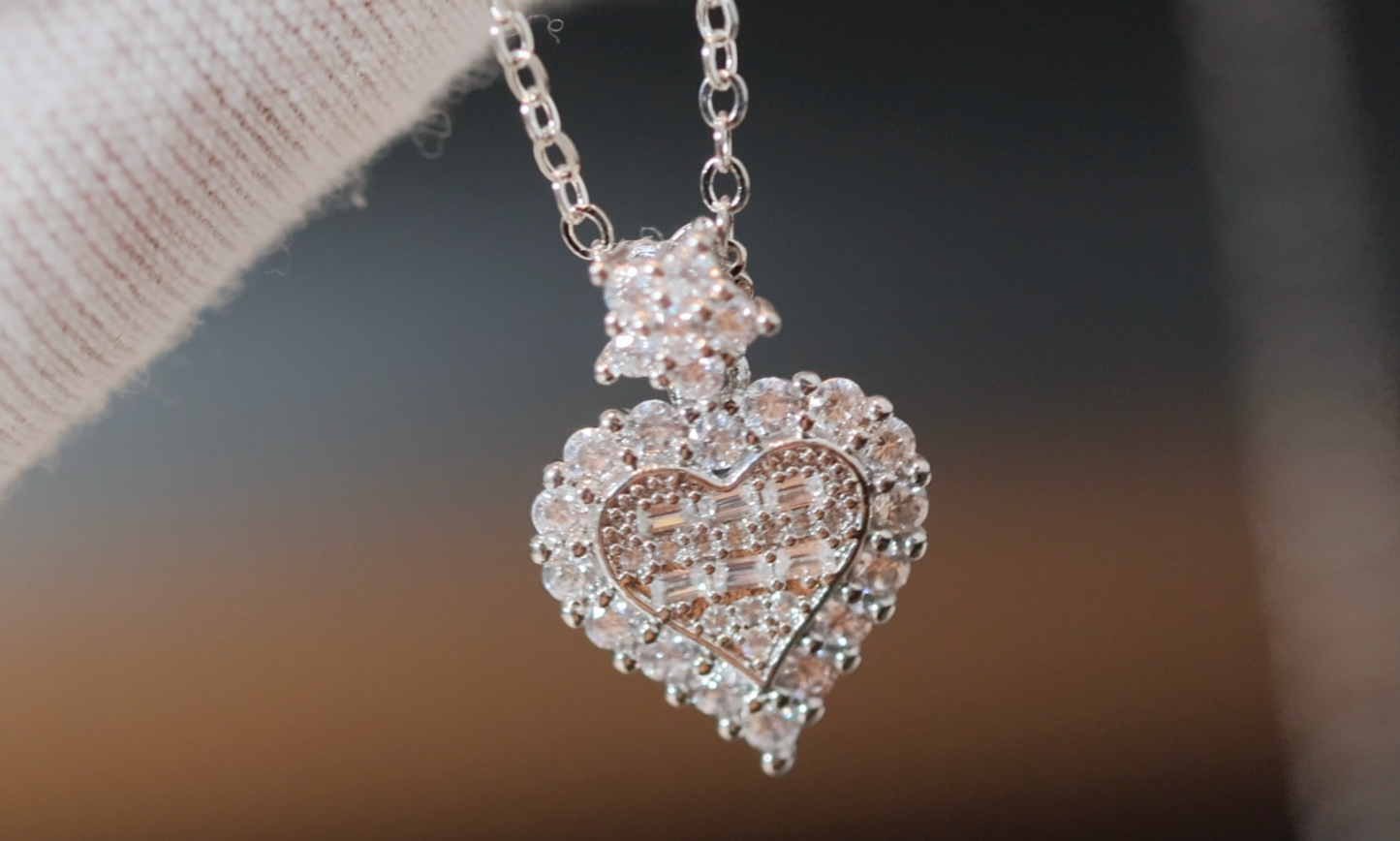 Diamond Heart Necklace | Womens Diamond Necklace | Heart Necklace with Diamonds | Heart Pendant