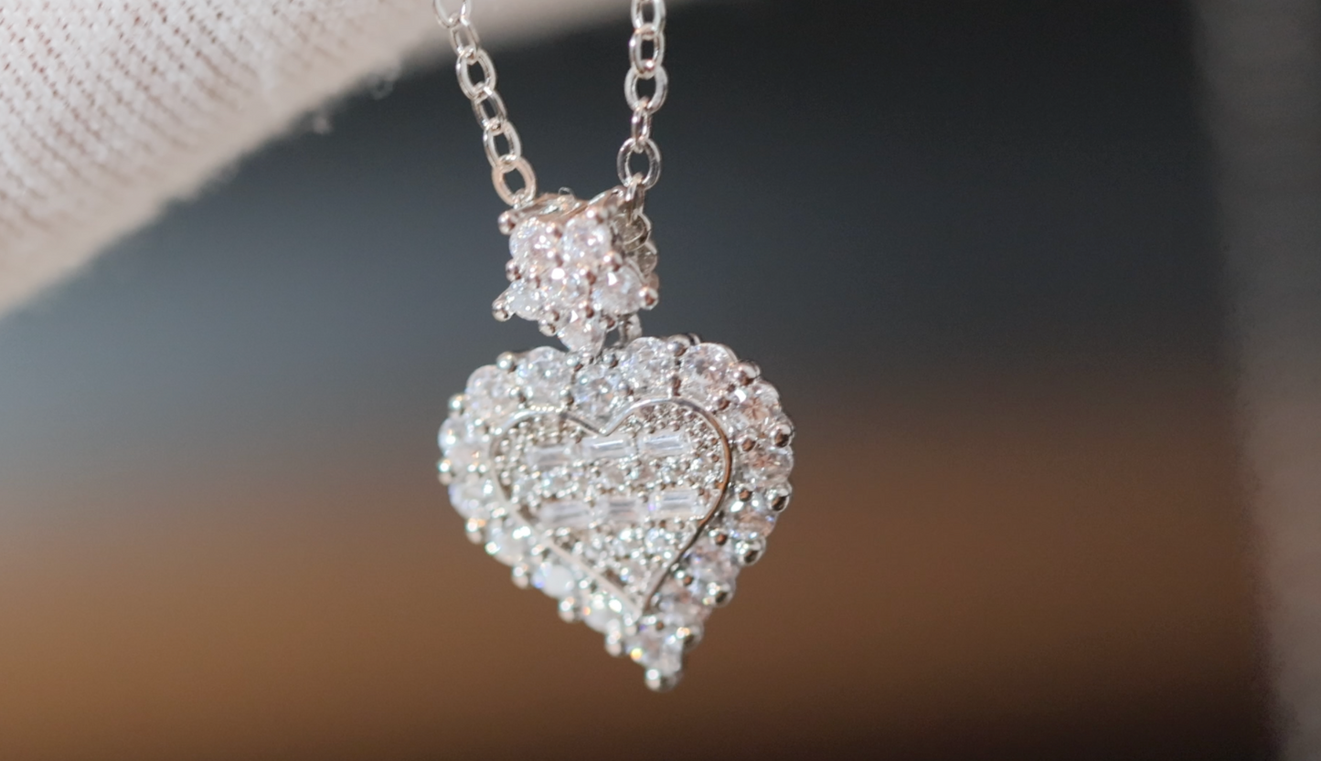 Diamond Heart Necklace | Womens Diamond Necklace | Heart Necklace with Diamonds | Heart Pendant