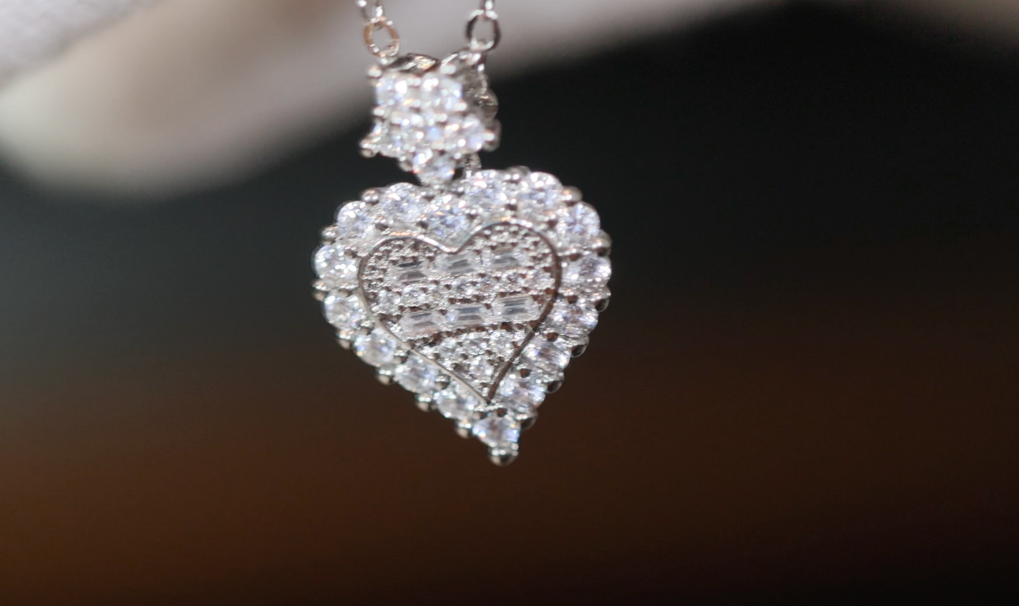 Diamond Heart Necklace | Womens Diamond Necklace | Heart Necklace with Diamonds | Heart Pendant