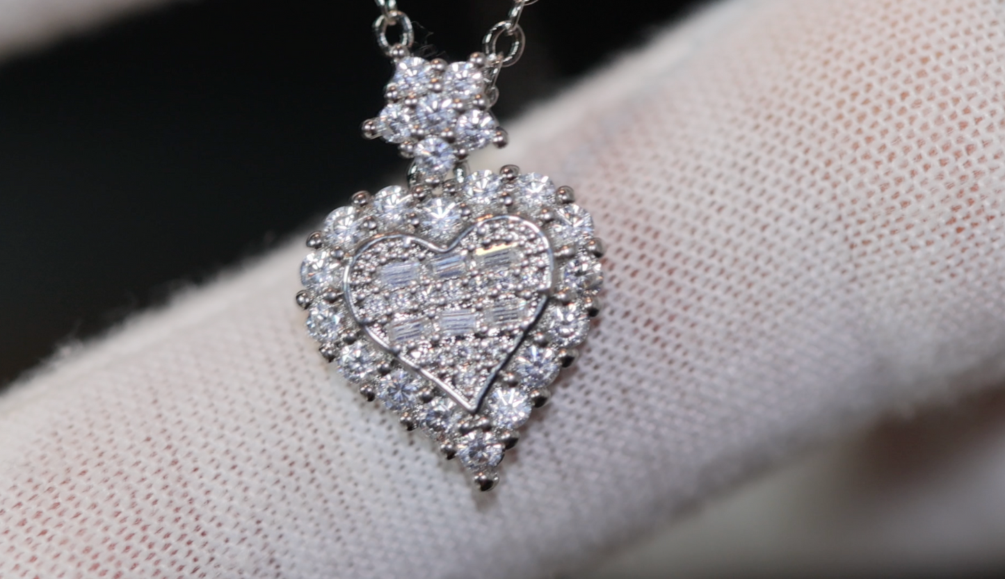 Diamond Heart Necklace | Womens Diamond Necklace | Heart Necklace with Diamonds | Heart Pendant