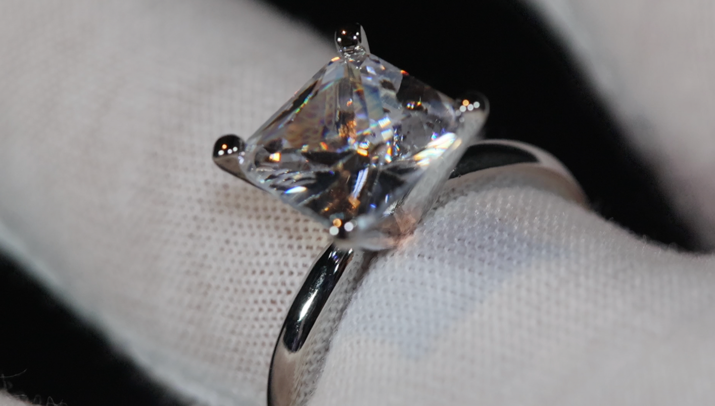 Big Carat Engagement Ring | Princess Cut Diamond Wedding Ring