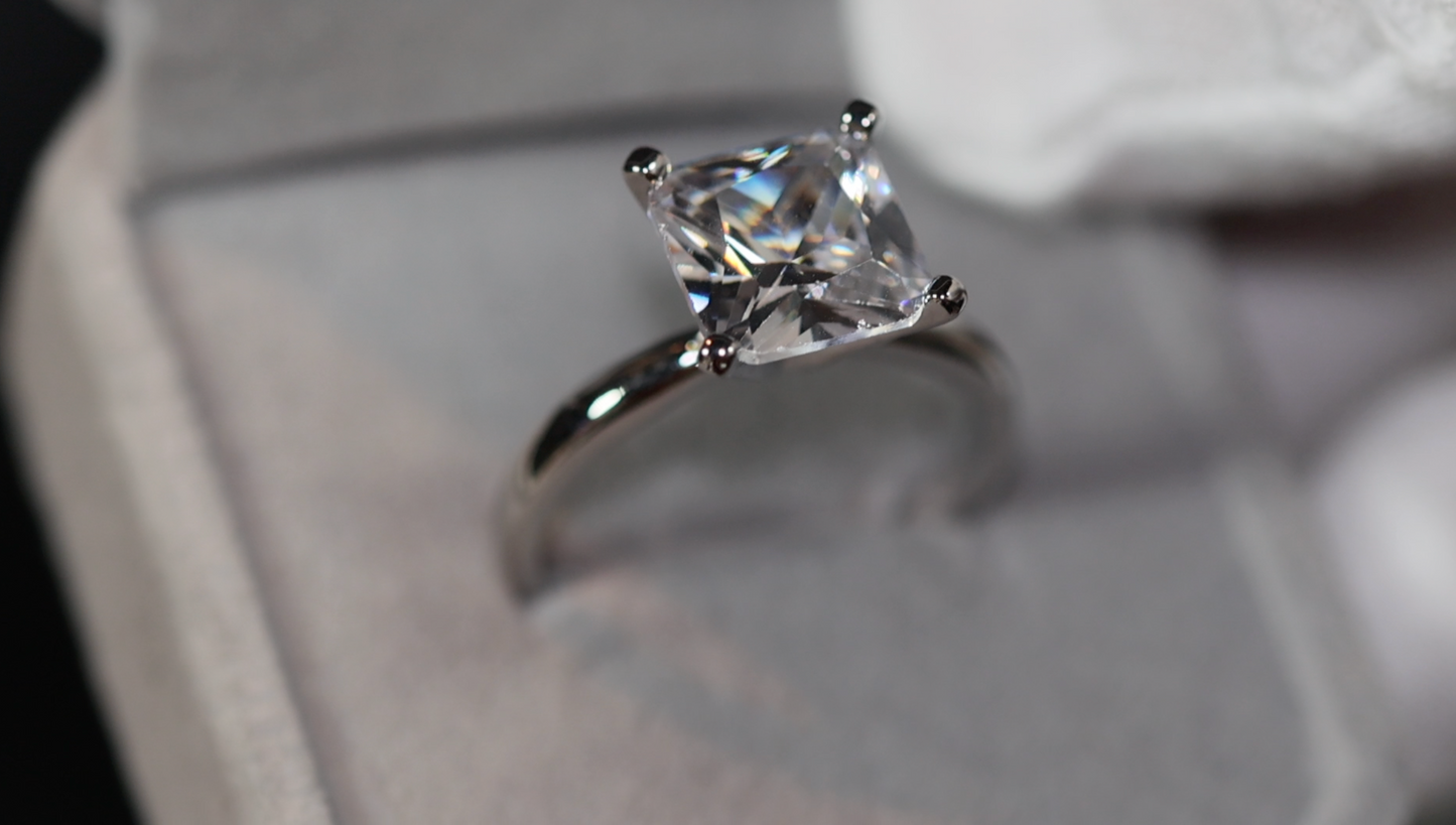Big Carat Engagement Ring | Princess Cut Diamond Wedding Ring