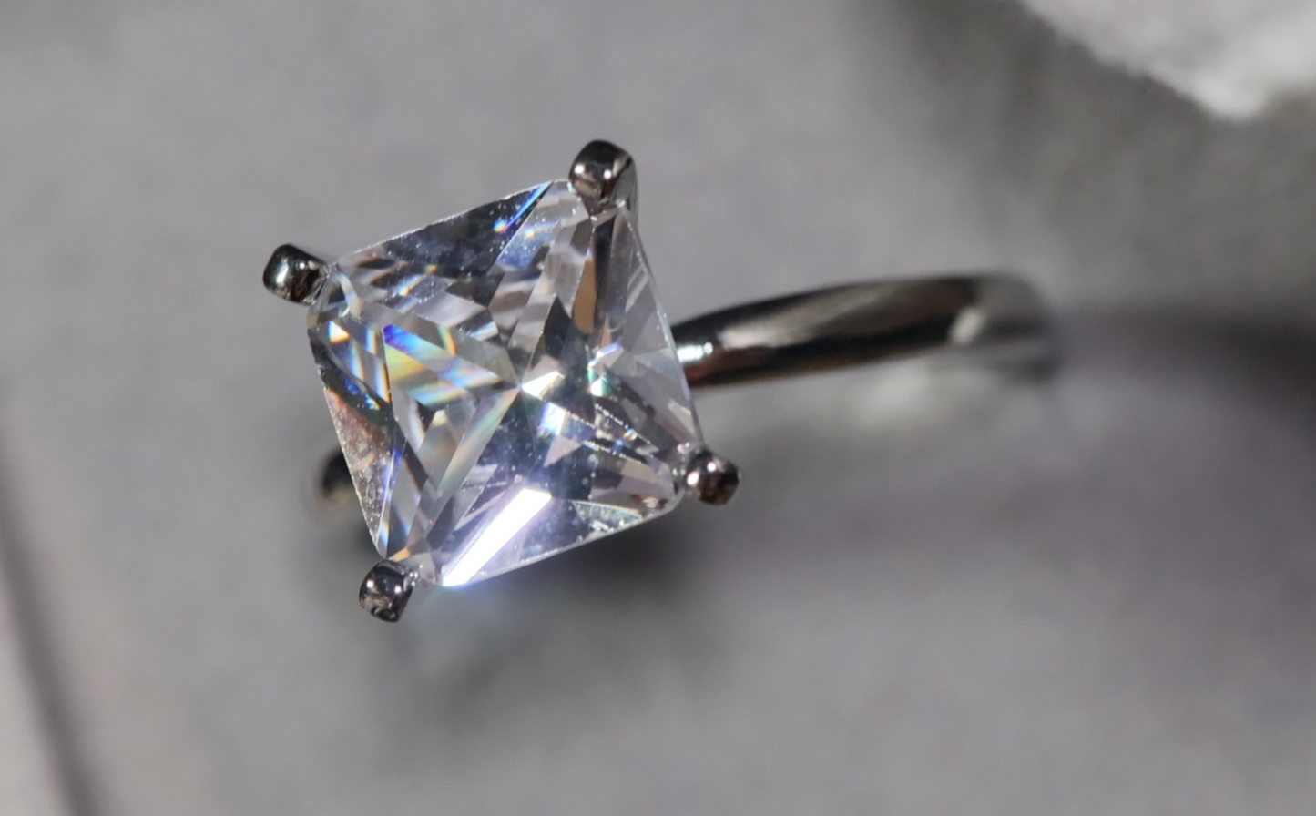 Big Carat Engagement Ring | Princess Cut Diamond Wedding Ring