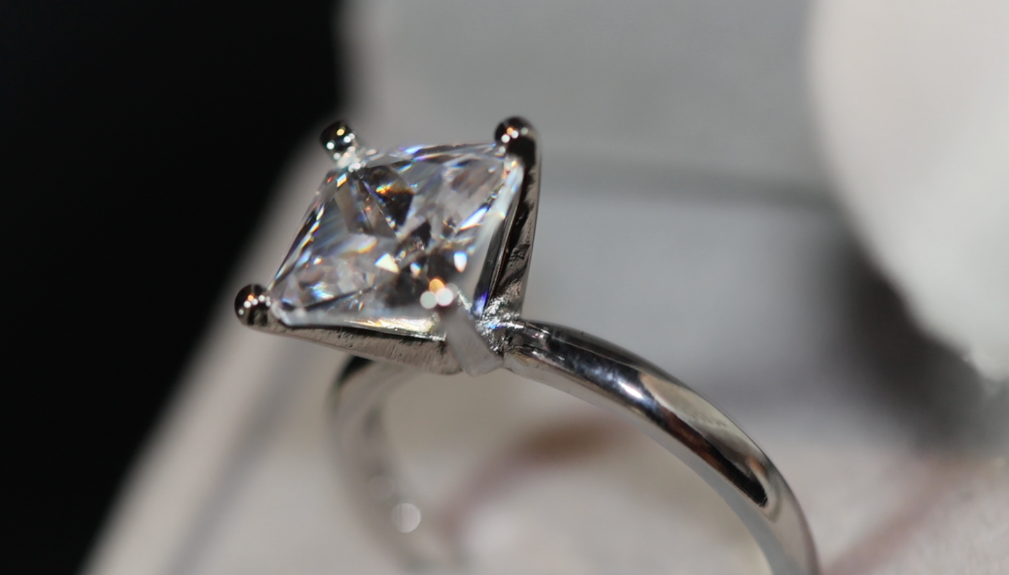 Big Carat Engagement Ring | Princess Cut Diamond Wedding Ring