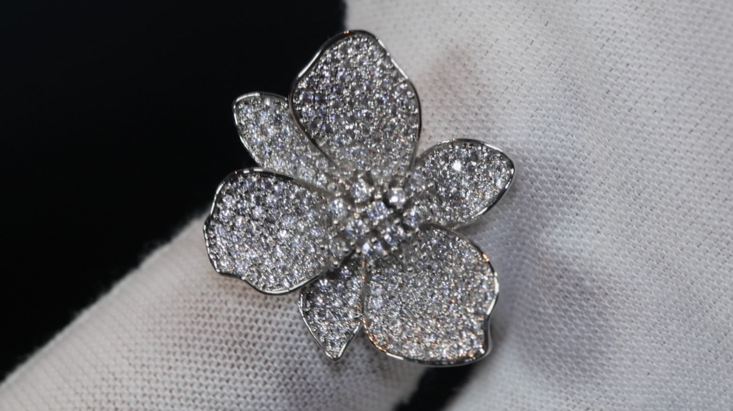 Diamond Flower Ring | Diamond Charm Ring
