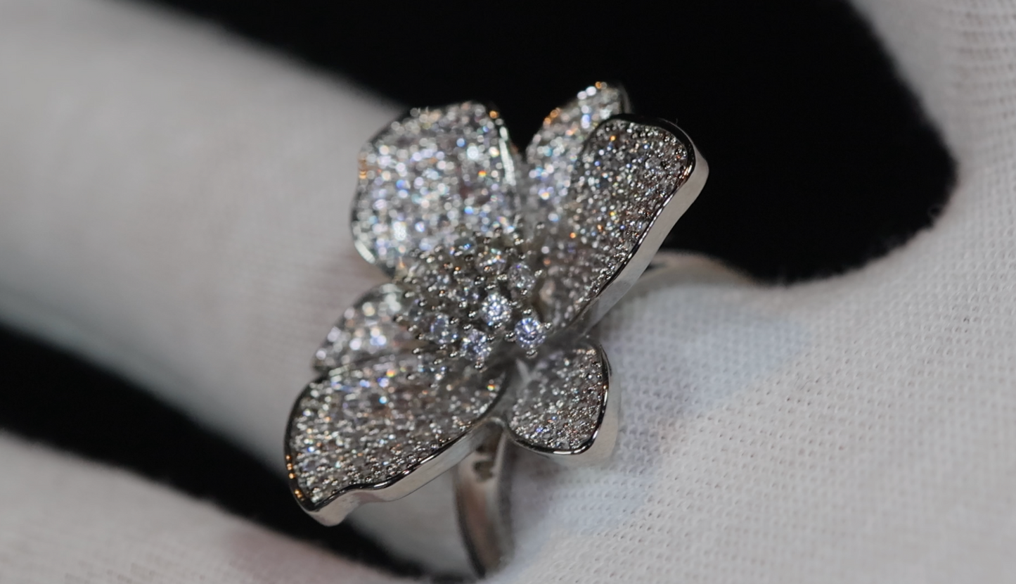 Diamond Flower Ring | Diamond Charm Ring