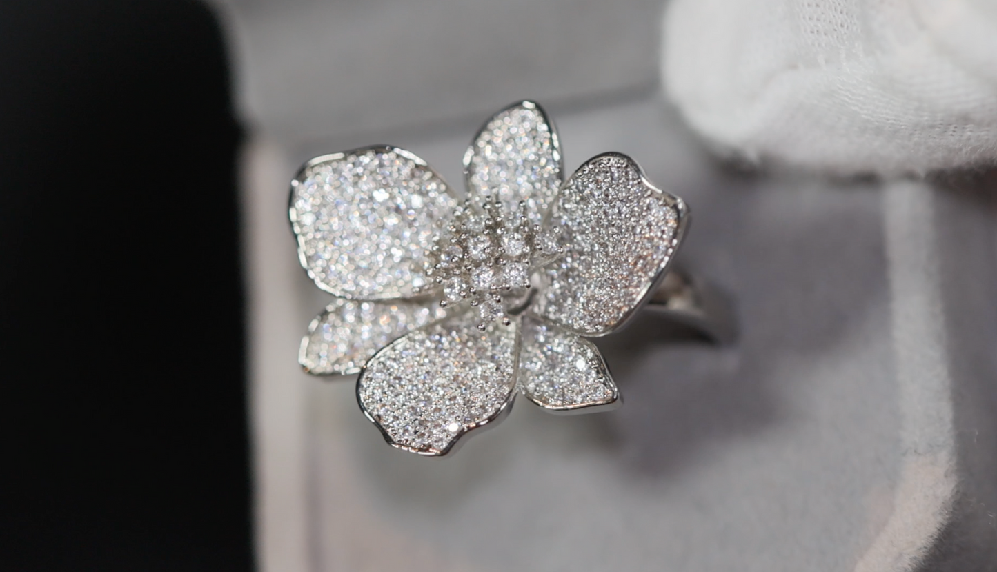 Diamond Flower Ring | Diamond Charm Ring