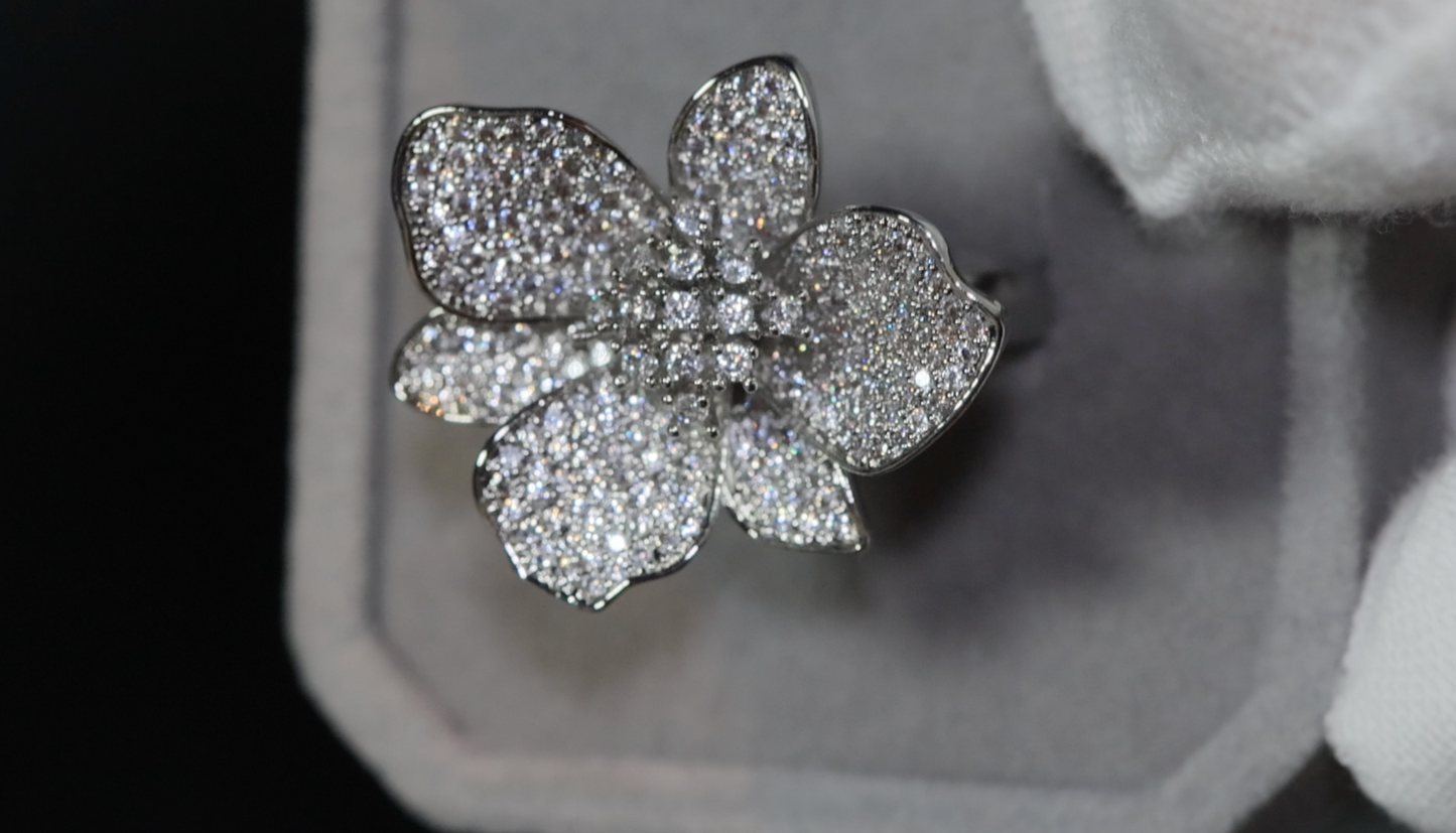 Diamond Flower Ring | Diamond Charm Ring