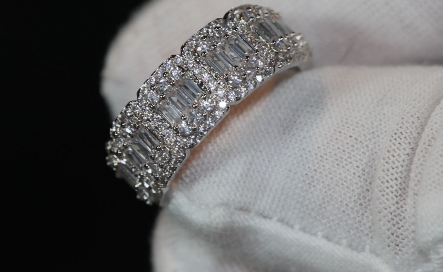 Mens Baguette Ring | Eternity Ring | Womens Wedding Band