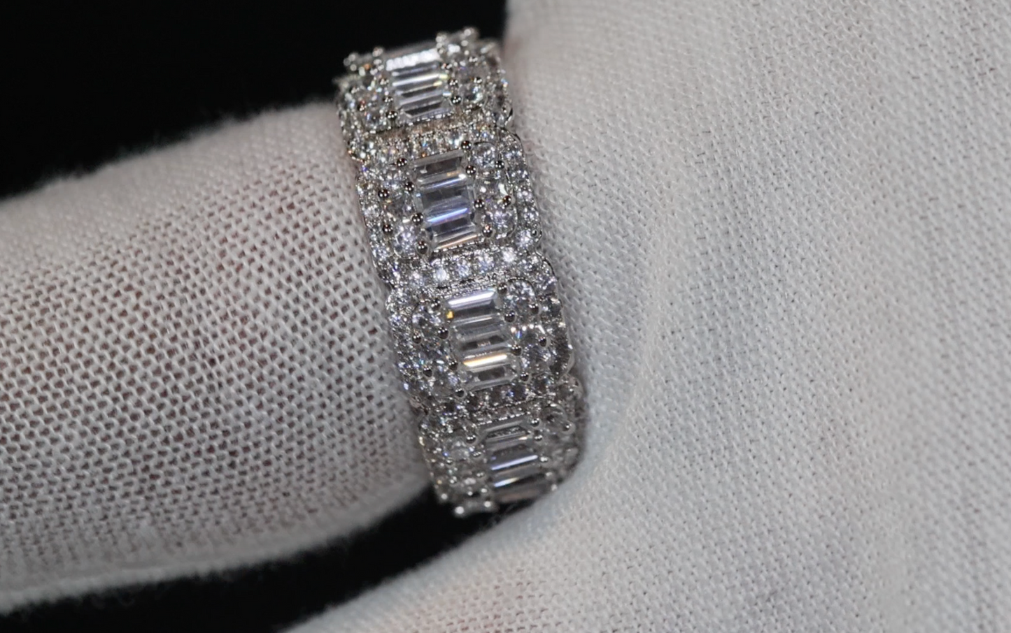 Mens Baguette Ring | Eternity Ring | Womens Wedding Band