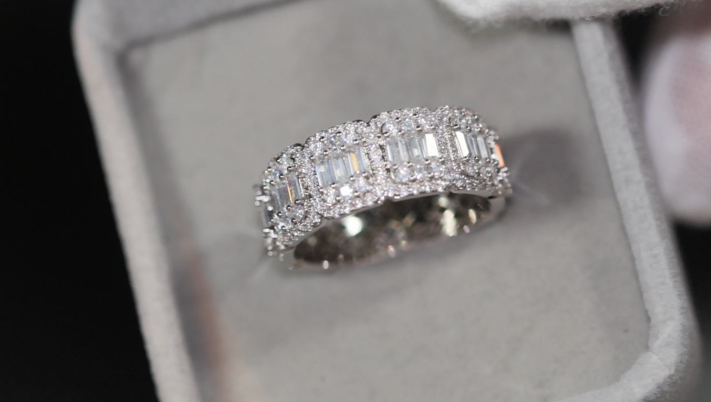 Mens Baguette Ring | Eternity Ring | Womens Wedding Band