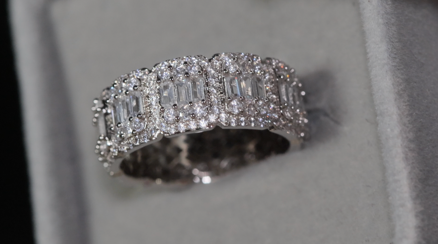 Mens Baguette Ring | Eternity Ring | Womens Wedding Band
