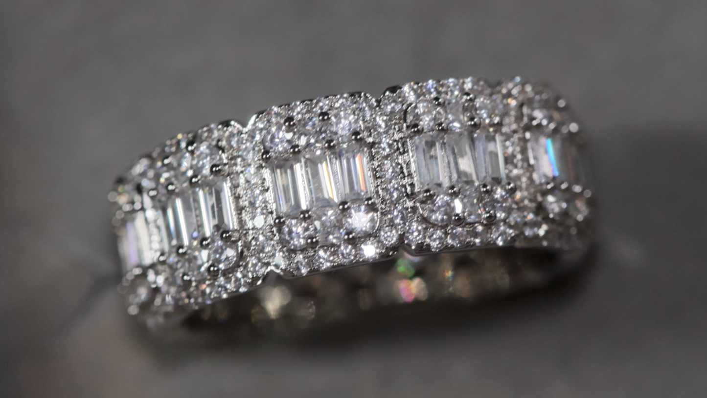Mens Baguette Ring | Eternity Ring | Womens Wedding Band