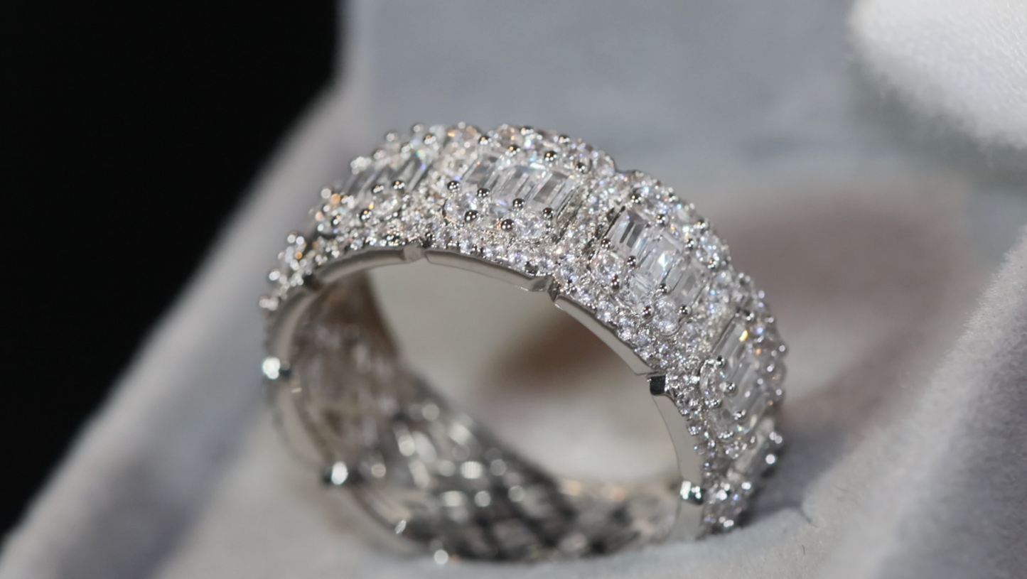 Mens Baguette Ring | Eternity Ring | Womens Wedding Band