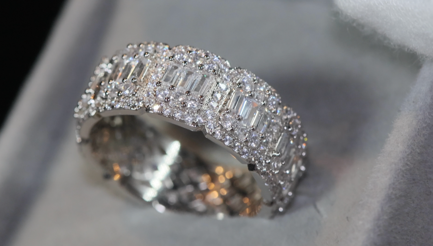 Mens Baguette Ring | Eternity Ring | Womens Wedding Band