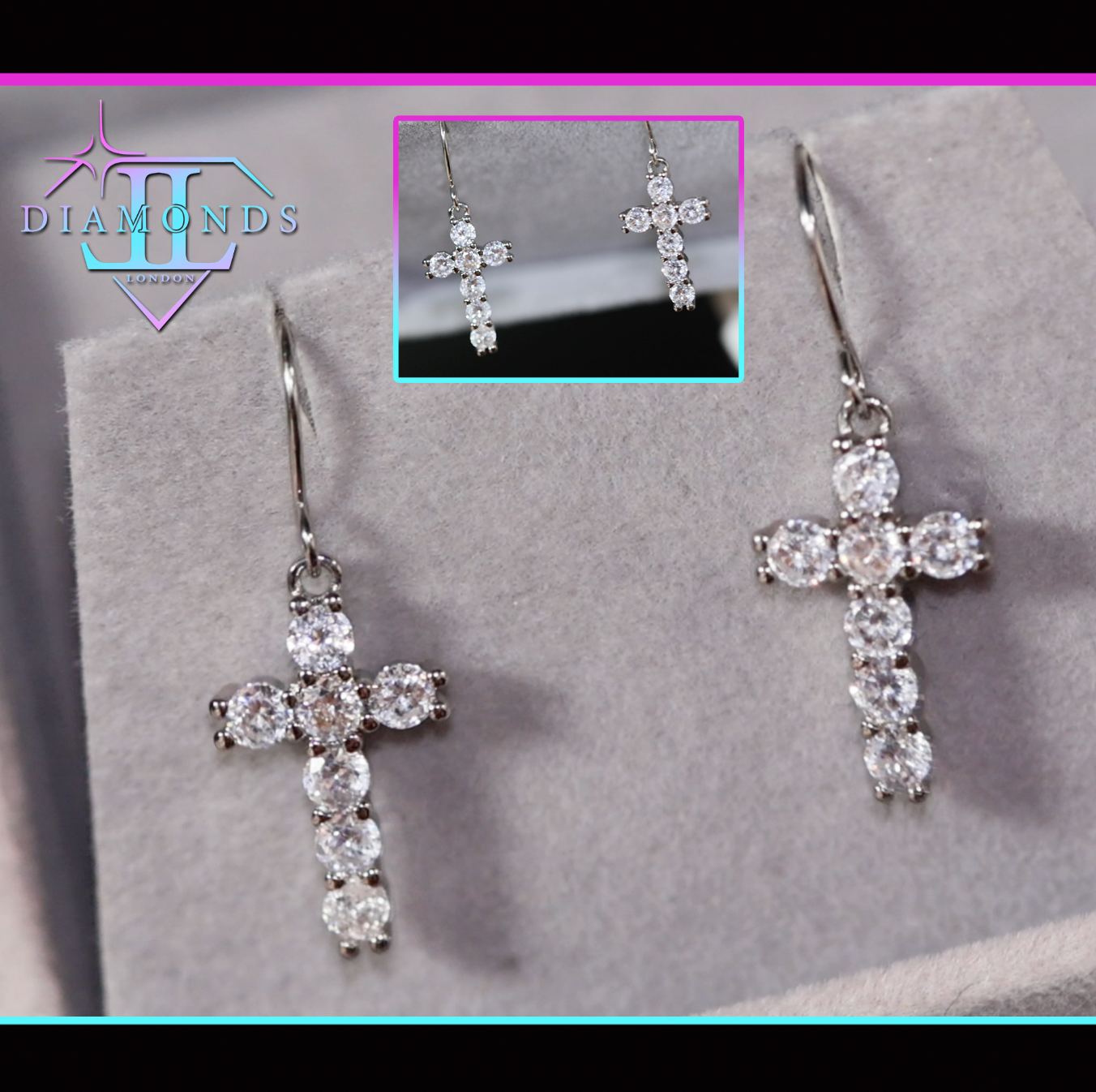 Womens Diamond Cross Earrings