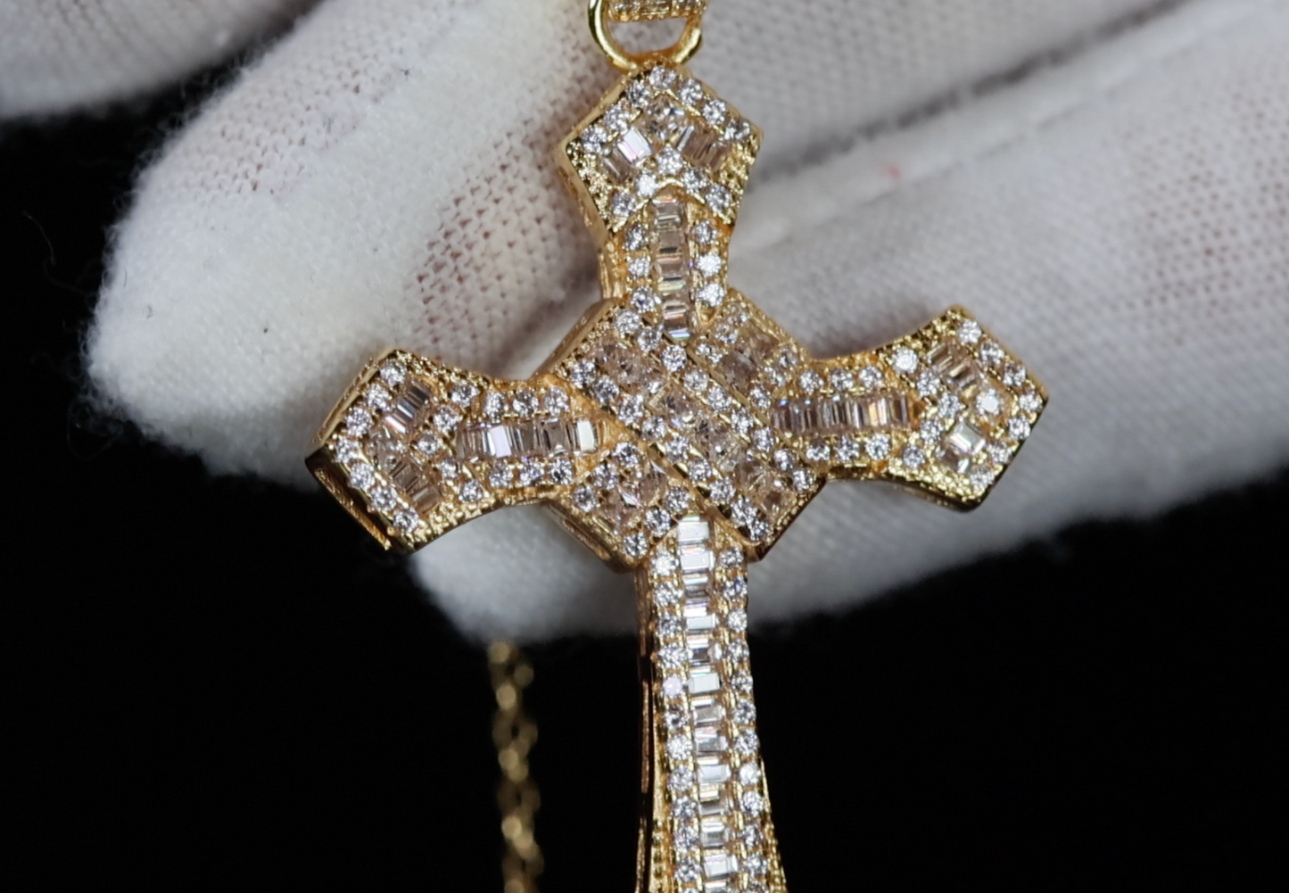 Gold Cross Pendant and Necklace | Cross Chain for Men | Iced Out Cross Pendant