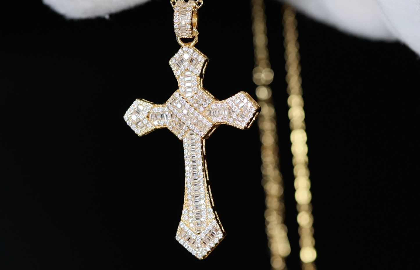 Gold Cross Pendant and Necklace | Cross Chain for Men | Iced Out Cross Pendant