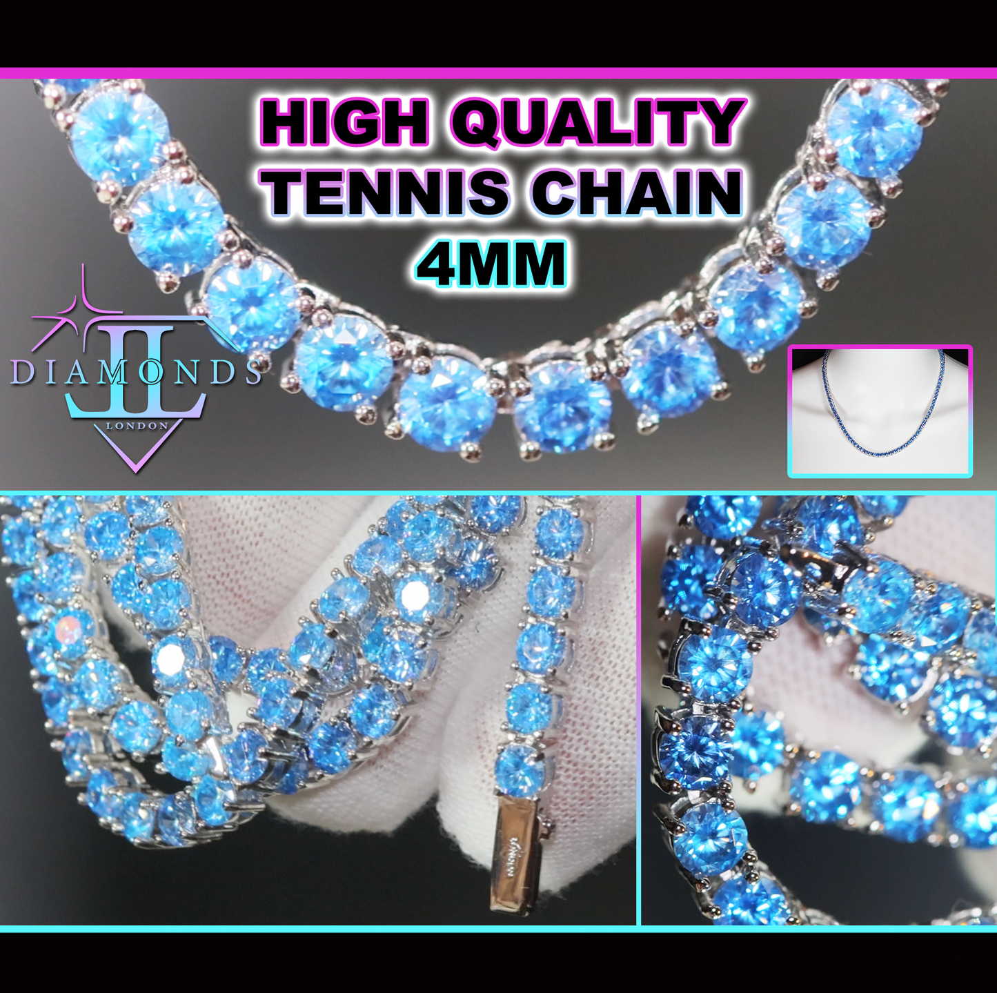 Blue Diamond Tennis Chain