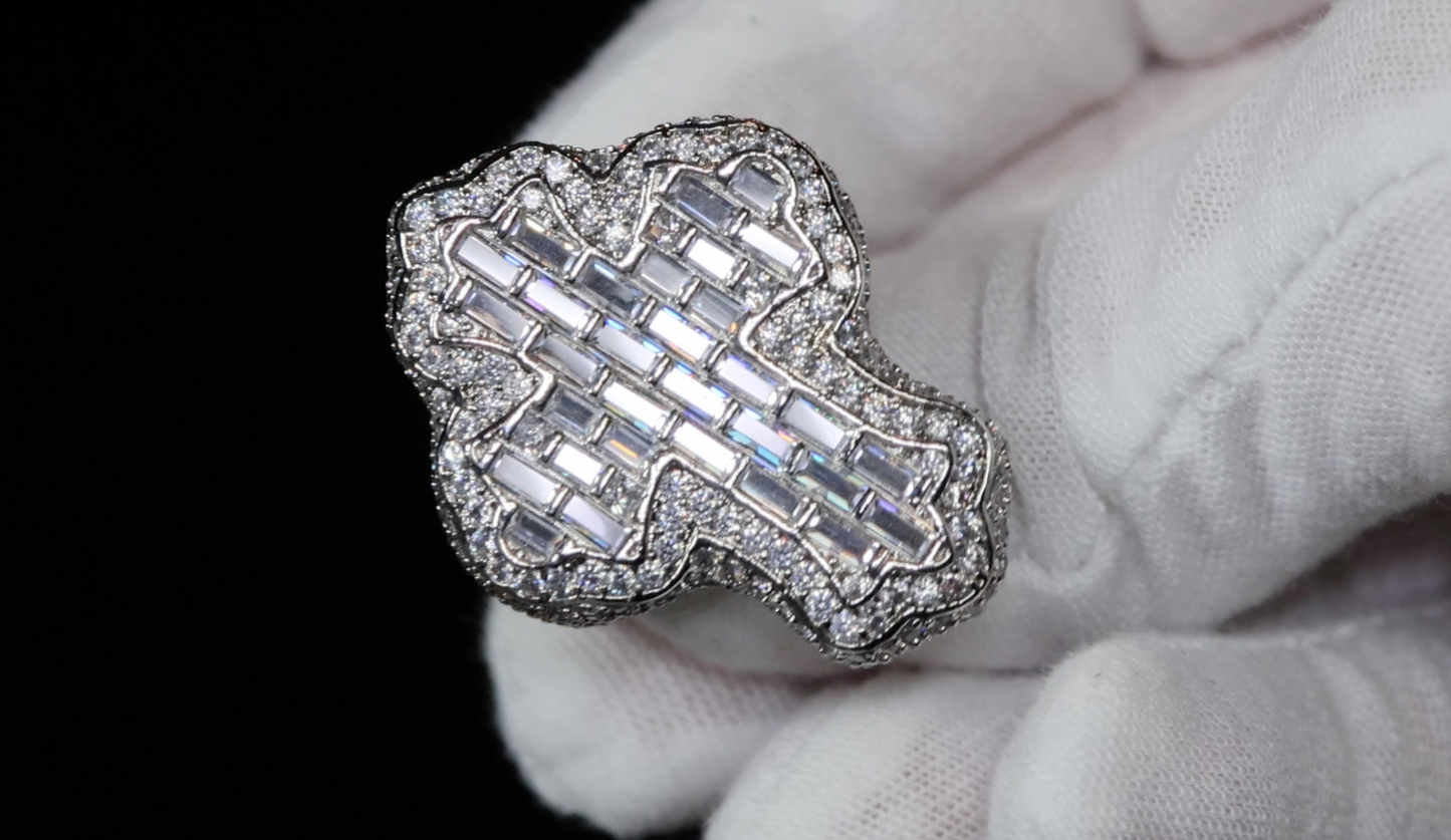 Iced Out Cross Ring | Diamond Cross Ring | Mens Hip Hop Cross Ring
