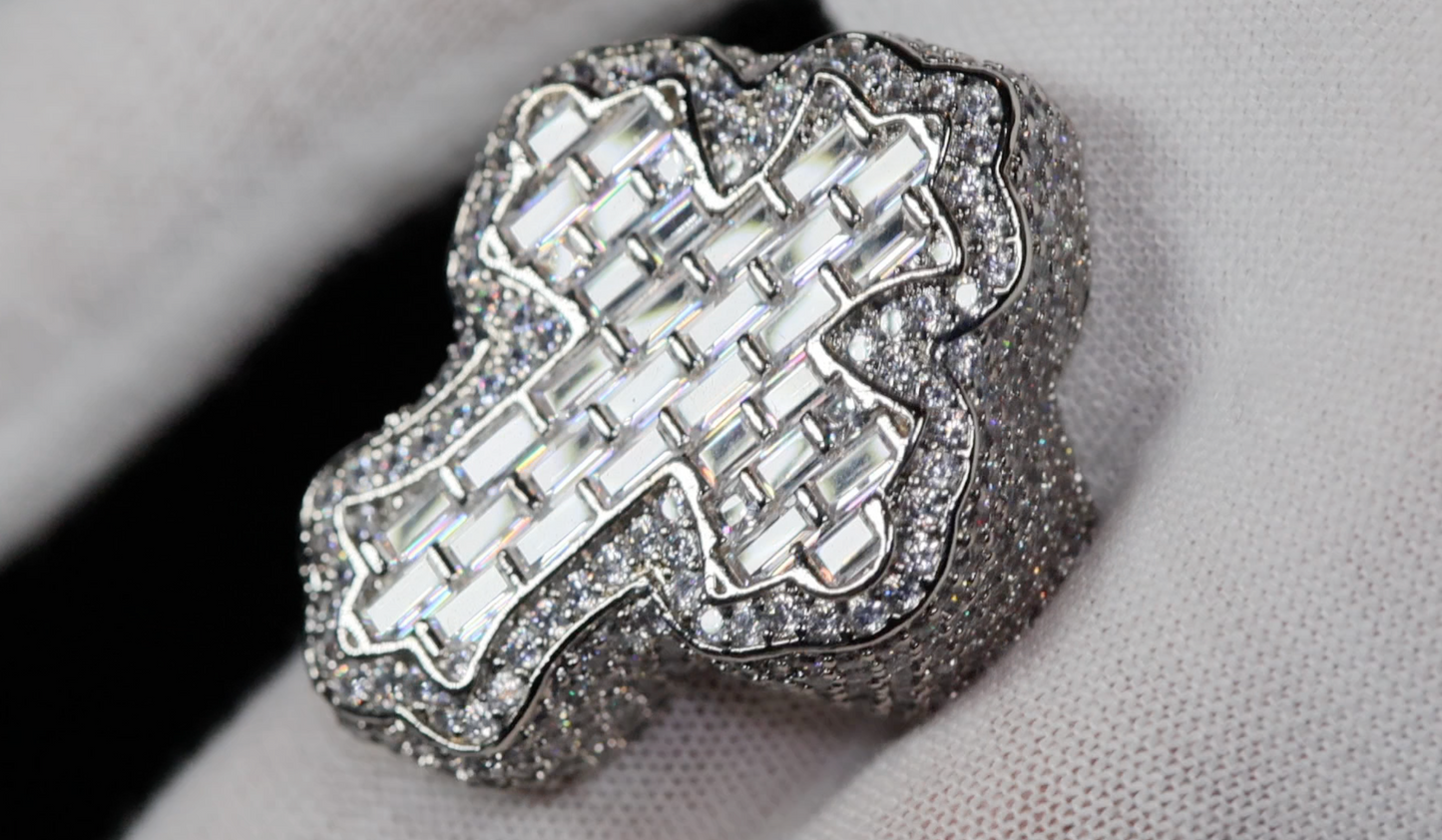 Iced Out Cross Ring | Diamond Cross Ring | Mens Hip Hop Cross Ring