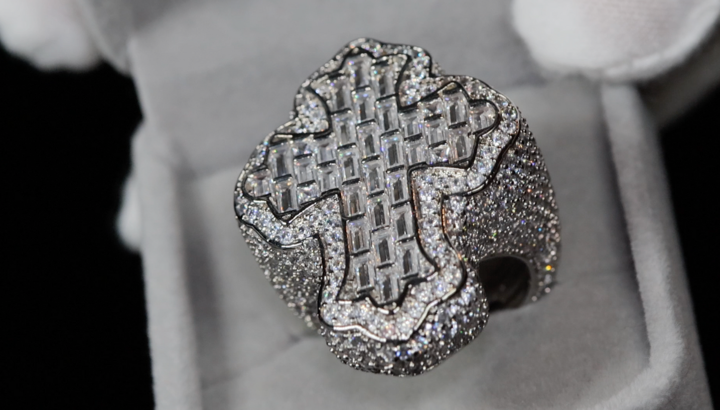 Iced Out Cross Ring | Diamond Cross Ring | Mens Hip Hop Cross Ring
