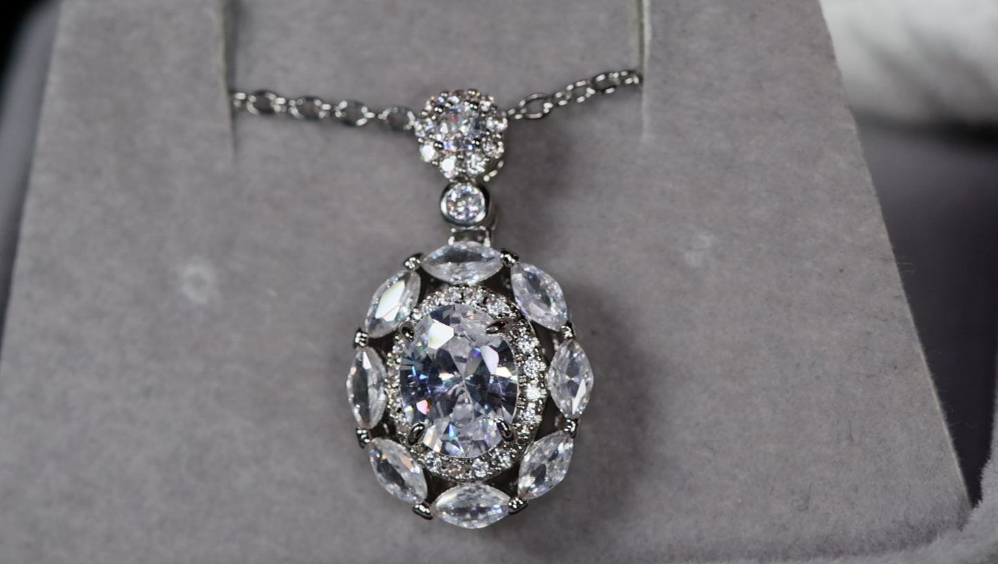 Womens Diamond Pendant | Womens Oval Diamond Pendant