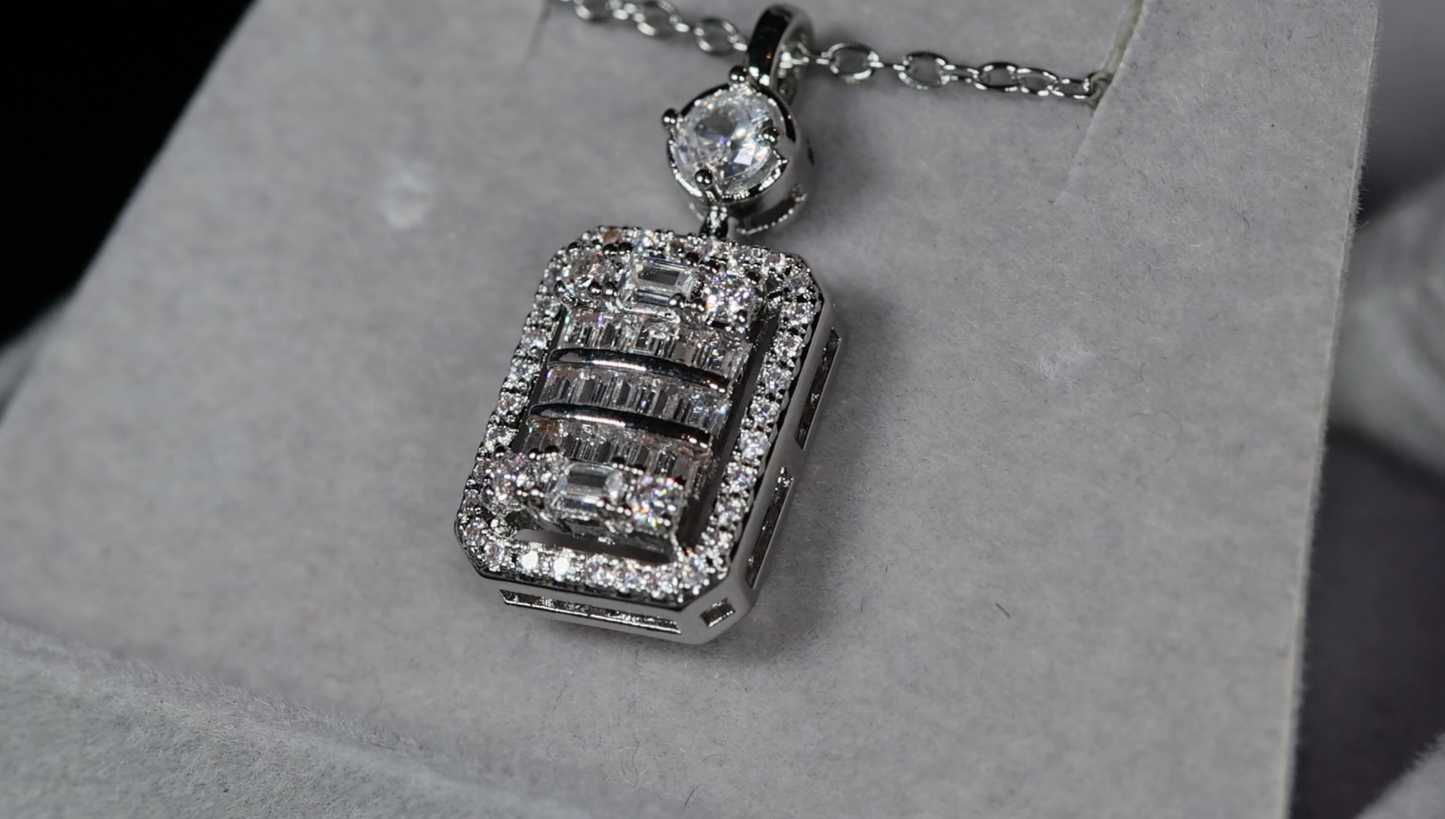 Wedding Necklace | Womens Baguette Diamond Pendant