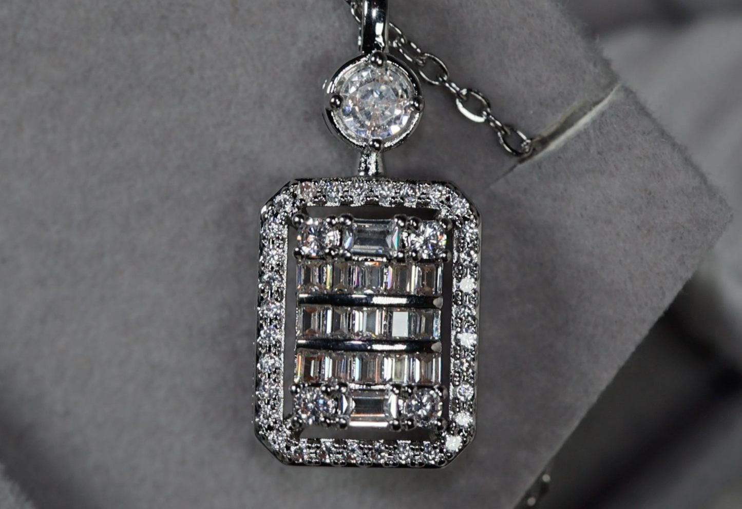 Wedding Necklace | Womens Baguette Diamond Pendant
