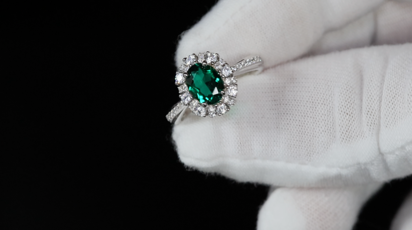 Colombian Emerald Oval Engagement Ring