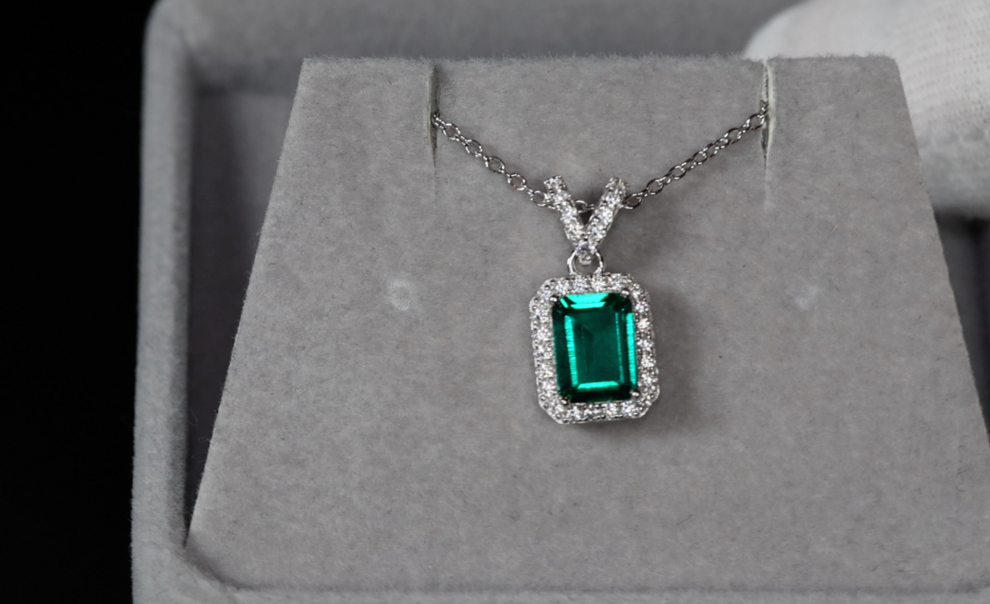 Lab Grown Emerald Necklace | Colombian Emerald Pendant