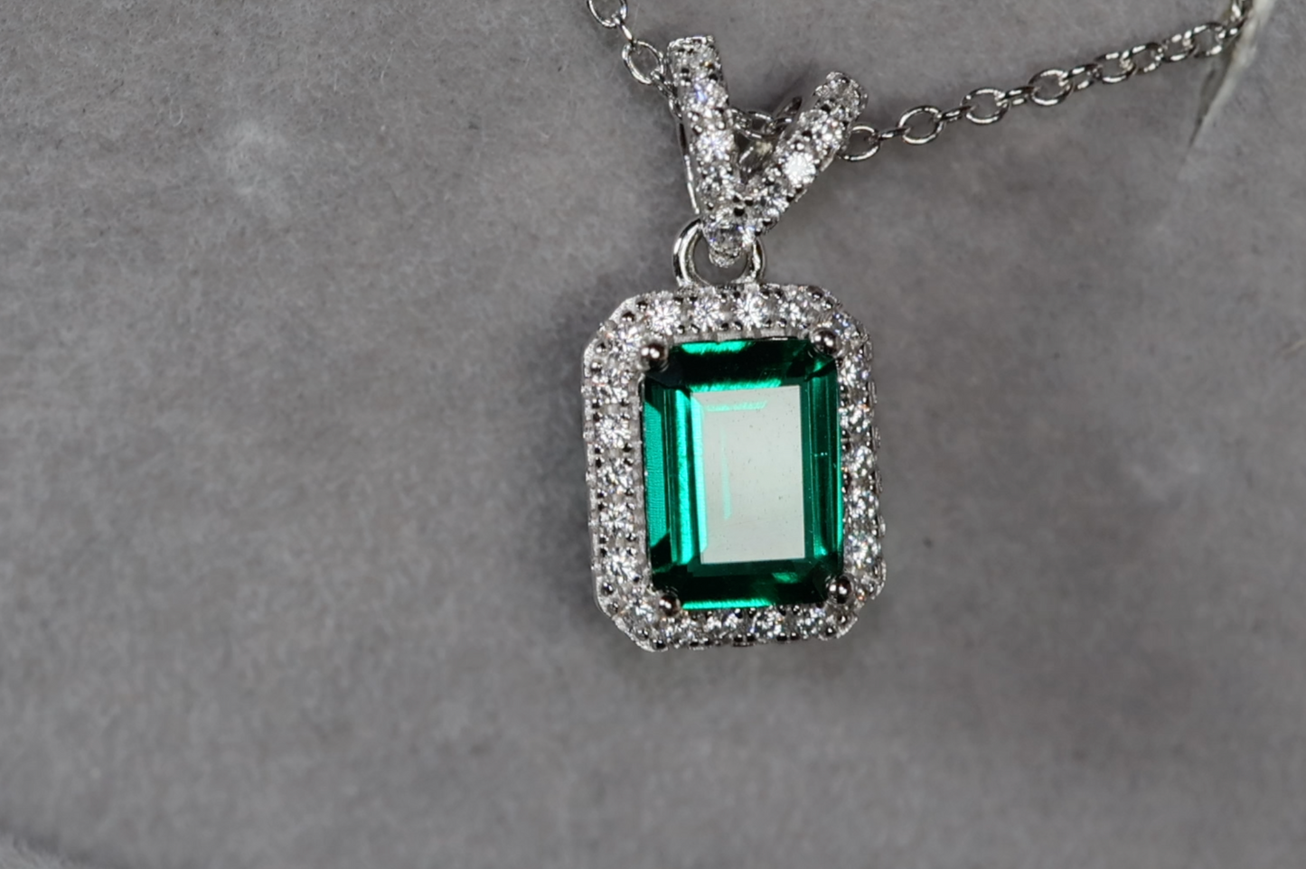 Lab Grown Emerald Necklace | Colombian Emerald Pendant