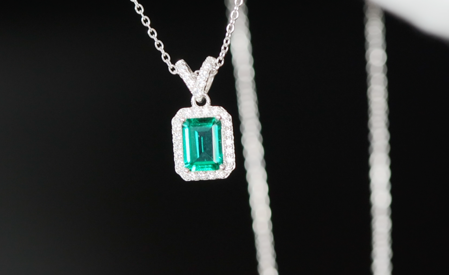 Lab Grown Emerald Necklace | Colombian Emerald Pendant