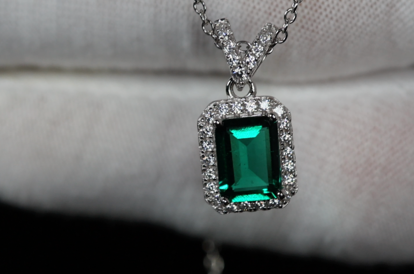Lab Grown Emerald Necklace | Colombian Emerald Pendant