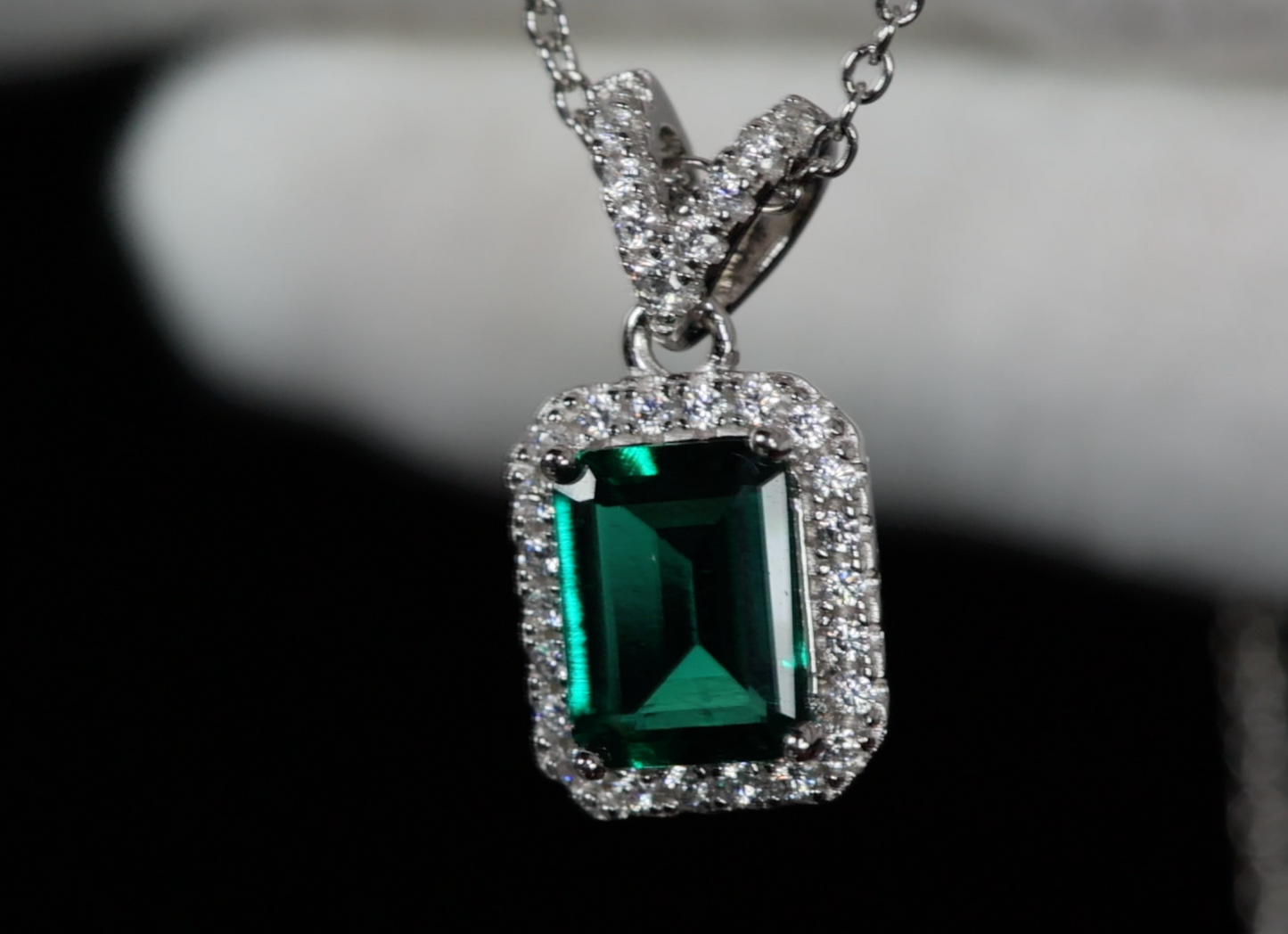 Lab Grown Emerald Necklace | Colombian Emerald Pendant