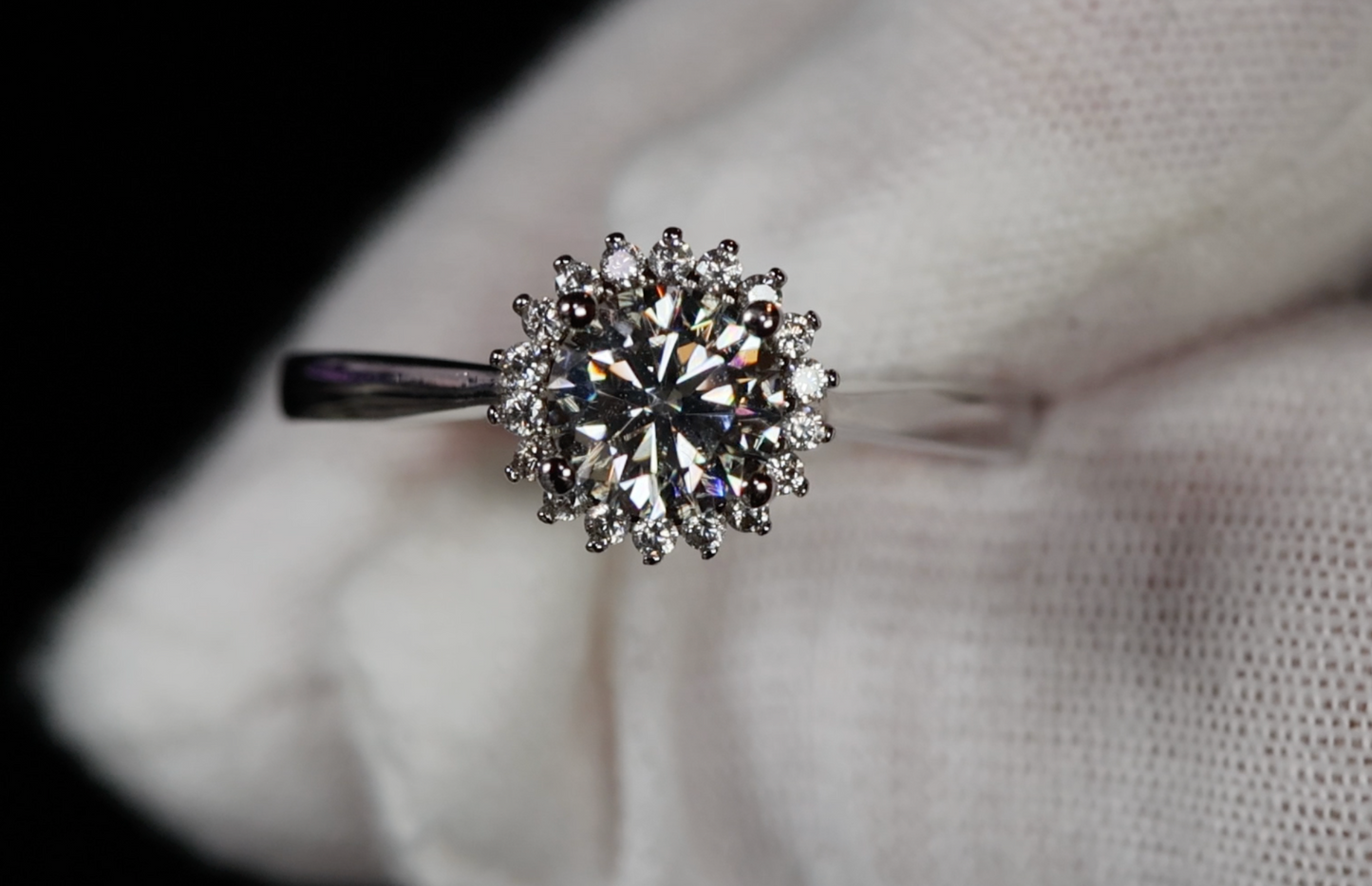 White Gold Moissanite Diamond Ring