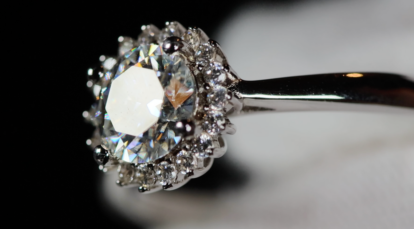 White Gold Moissanite Diamond Ring