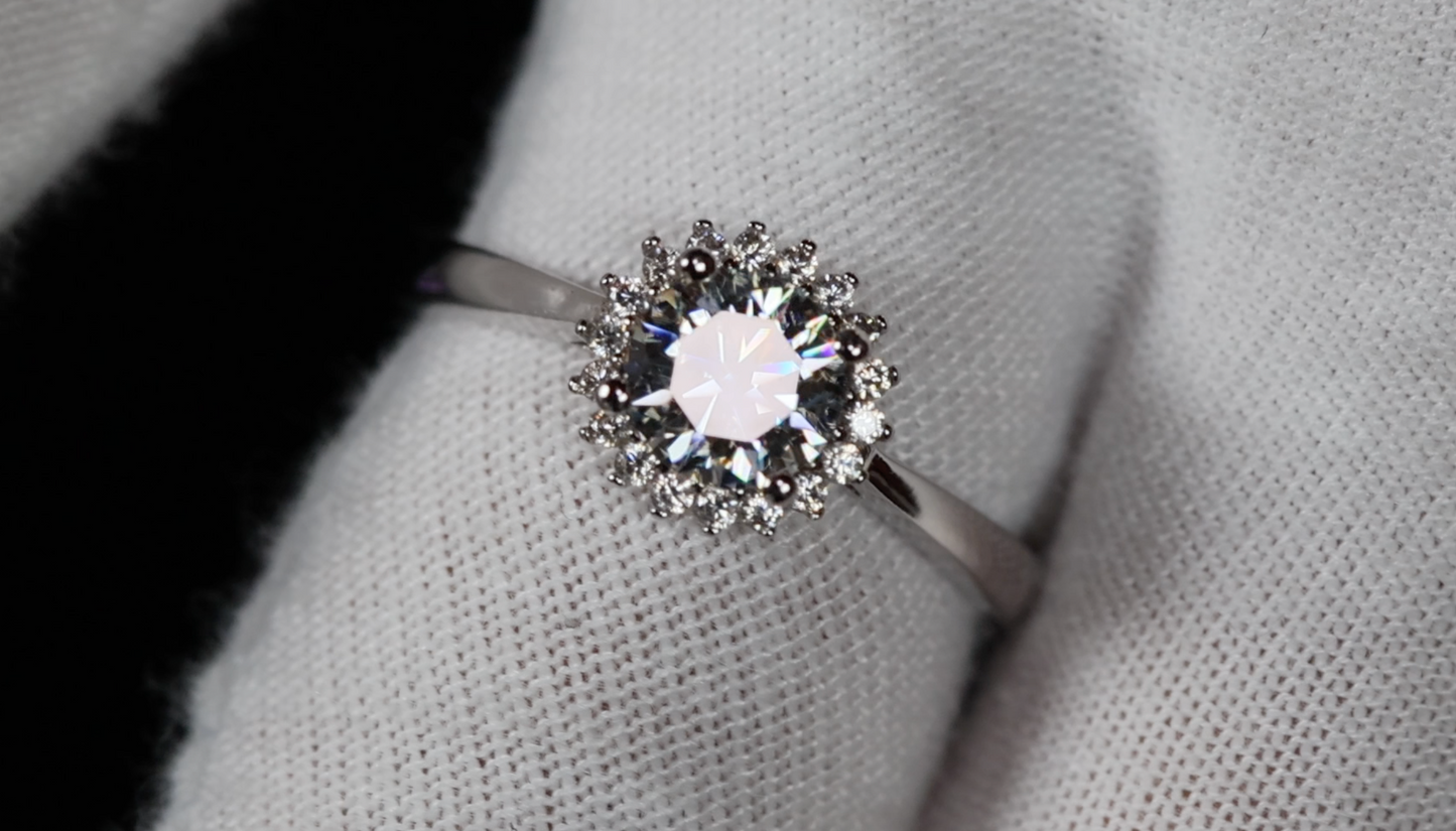 White Gold Moissanite Diamond Ring