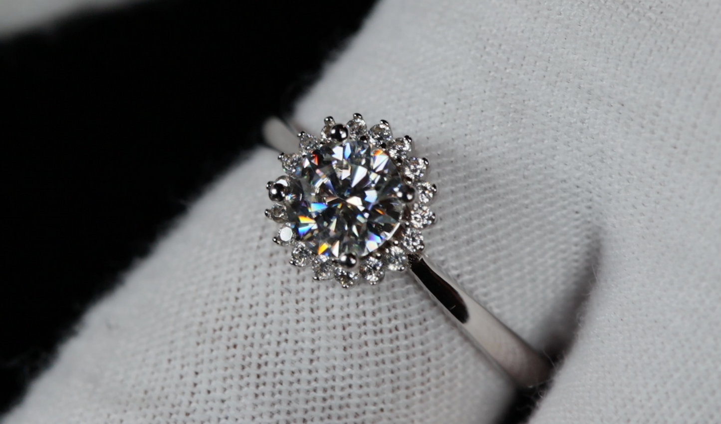 White Gold Moissanite Diamond Ring