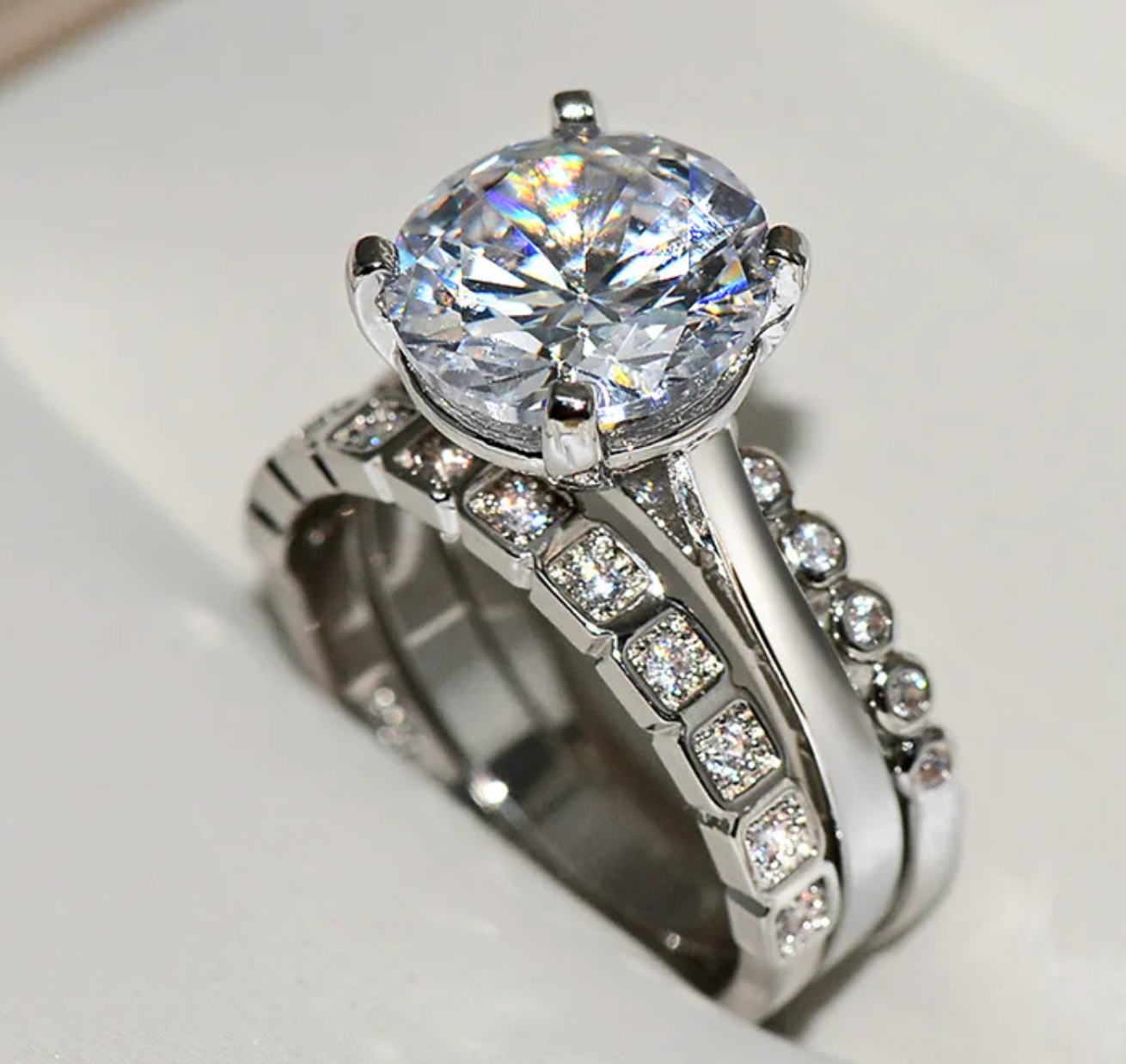 Womens Wedding Ring Set | Engagement Ring Set | Diamond Wedding Ring Set