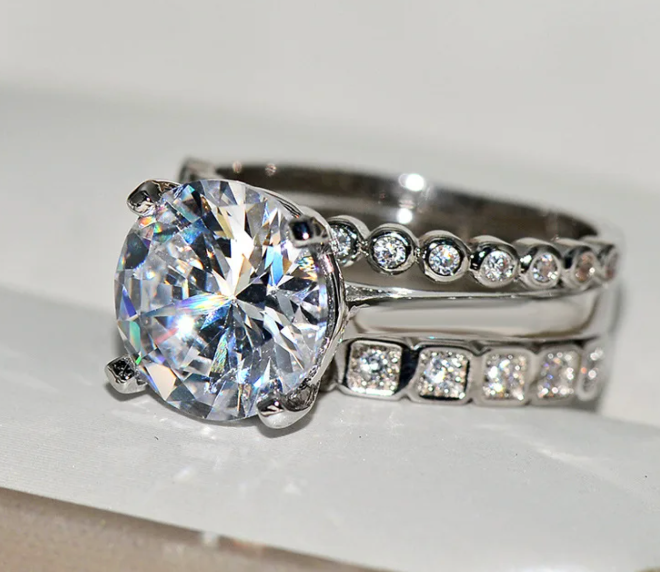 Womens Wedding Ring Set | Engagement Ring Set | Diamond Wedding Ring Set