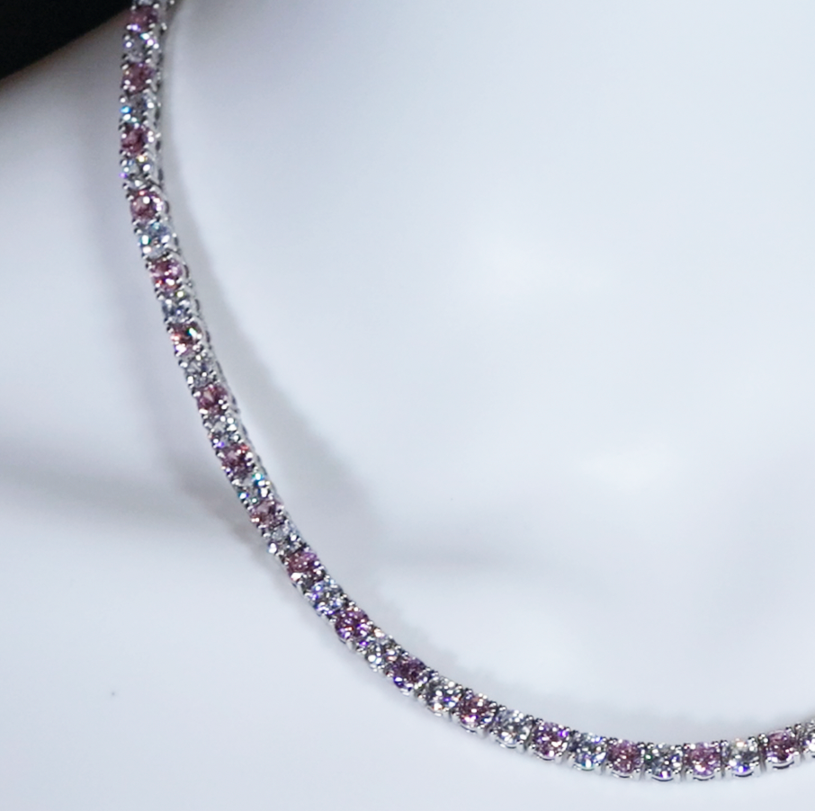 Tennis Chain | Pink Diamond Tennis Chain | Pink Diamond Necklace