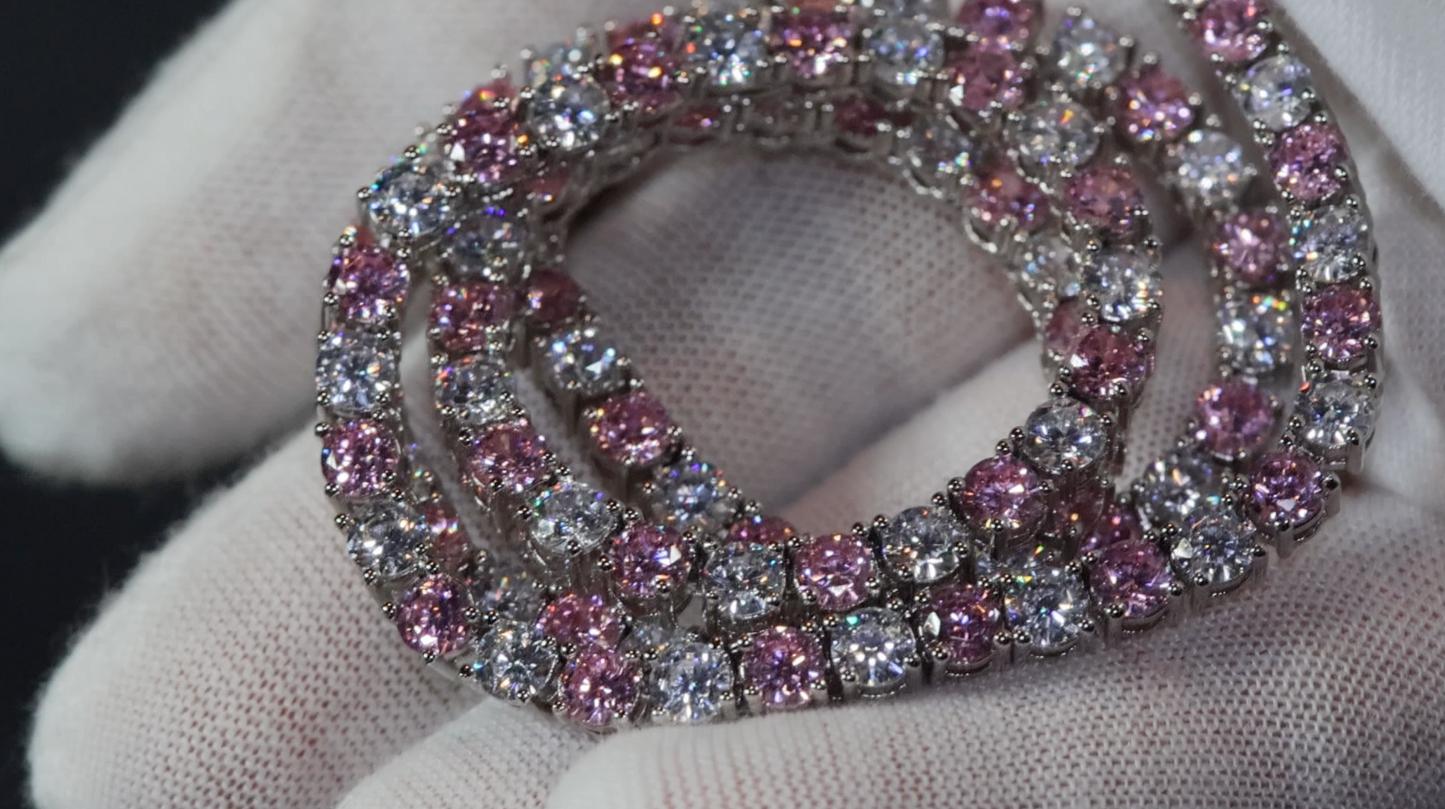 Tennis Chain | Pink Diamond Tennis Chain | Pink Diamond Necklace