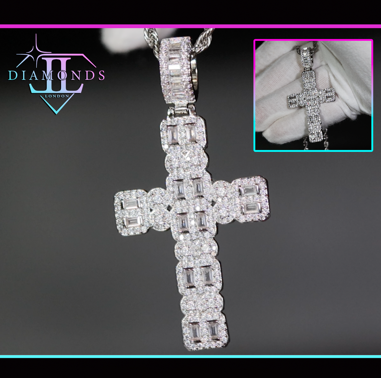 Mens Big Diamond Cross Pendant