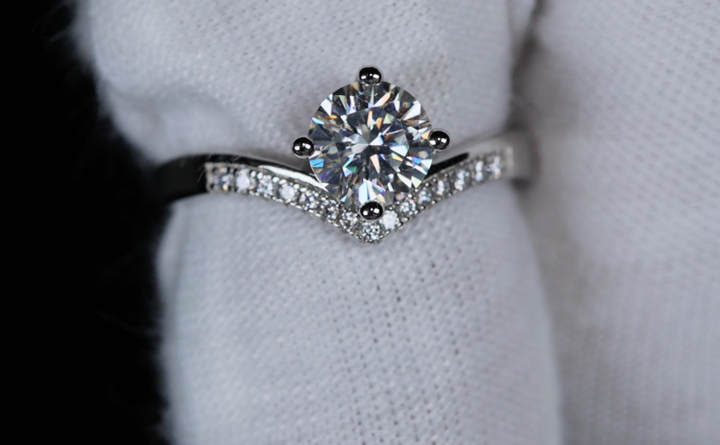 Moissanite Diamond Engagement Ring | Moissanite Ring | Wishbone Engagement Rings