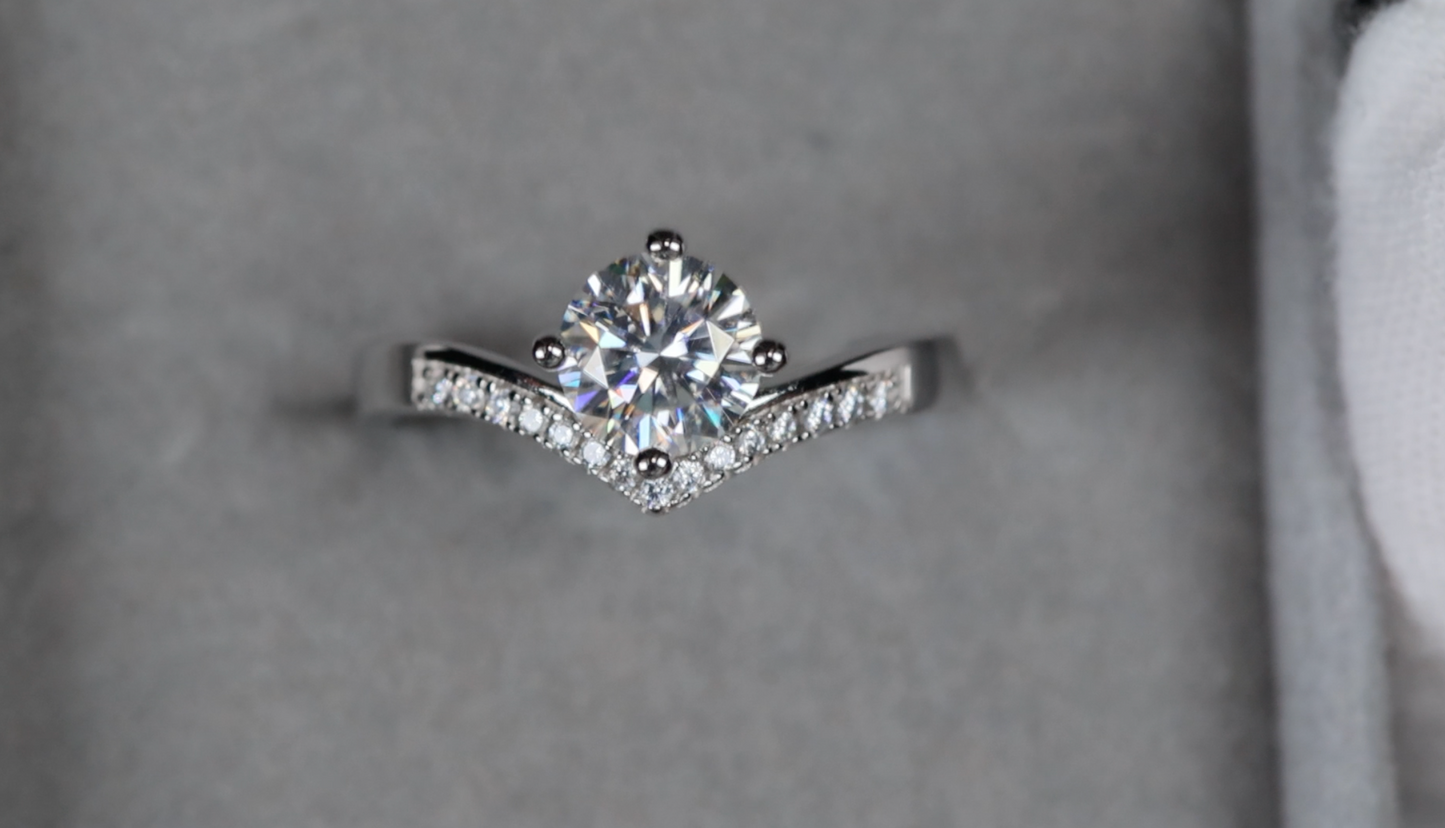 Moissanite Diamond Engagement Ring | Moissanite Ring | Wishbone Engagement Rings