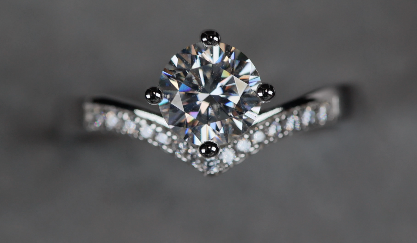 Moissanite Diamond Engagement Ring | Moissanite Ring | Wishbone Engagement Rings