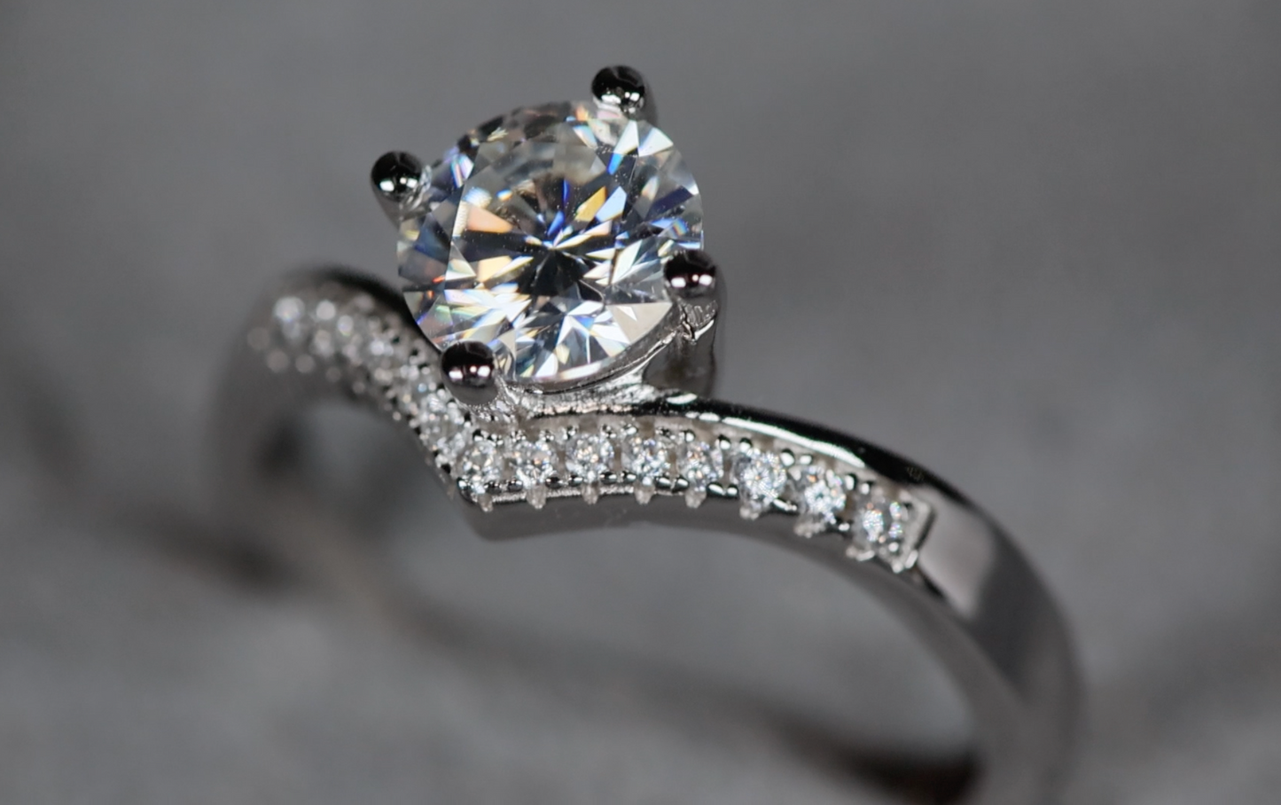 Moissanite Diamond Engagement Ring | Moissanite Ring | Wishbone Engagement Rings