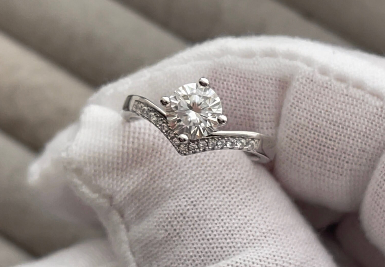 Moissanite Diamond Engagement Ring | Moissanite Ring | Wishbone Engagement Rings