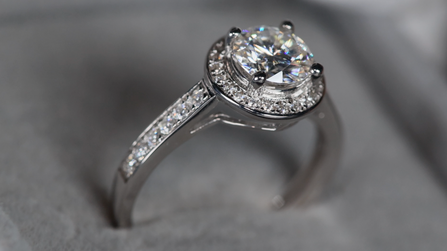 Womens Moissanite Diamond Engagement Ring